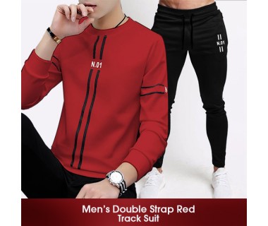 Mens Double Strap Red Track Suit